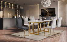 7451-63DT Dining Table with Marble Top & Gold Metal Base