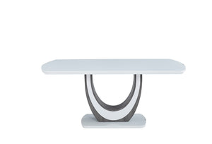 5922-71DT Dining Table, White Glass & U-Shaped Pedestal Base