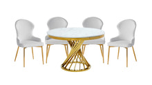 7452WTS Side Chair, White & Gold