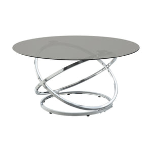 3707-01 Round Coffee Table with Glass Top & Chrome Base