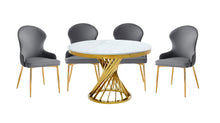 7452-48DT Round Dining Table with Marble Top & Gold Metal Base