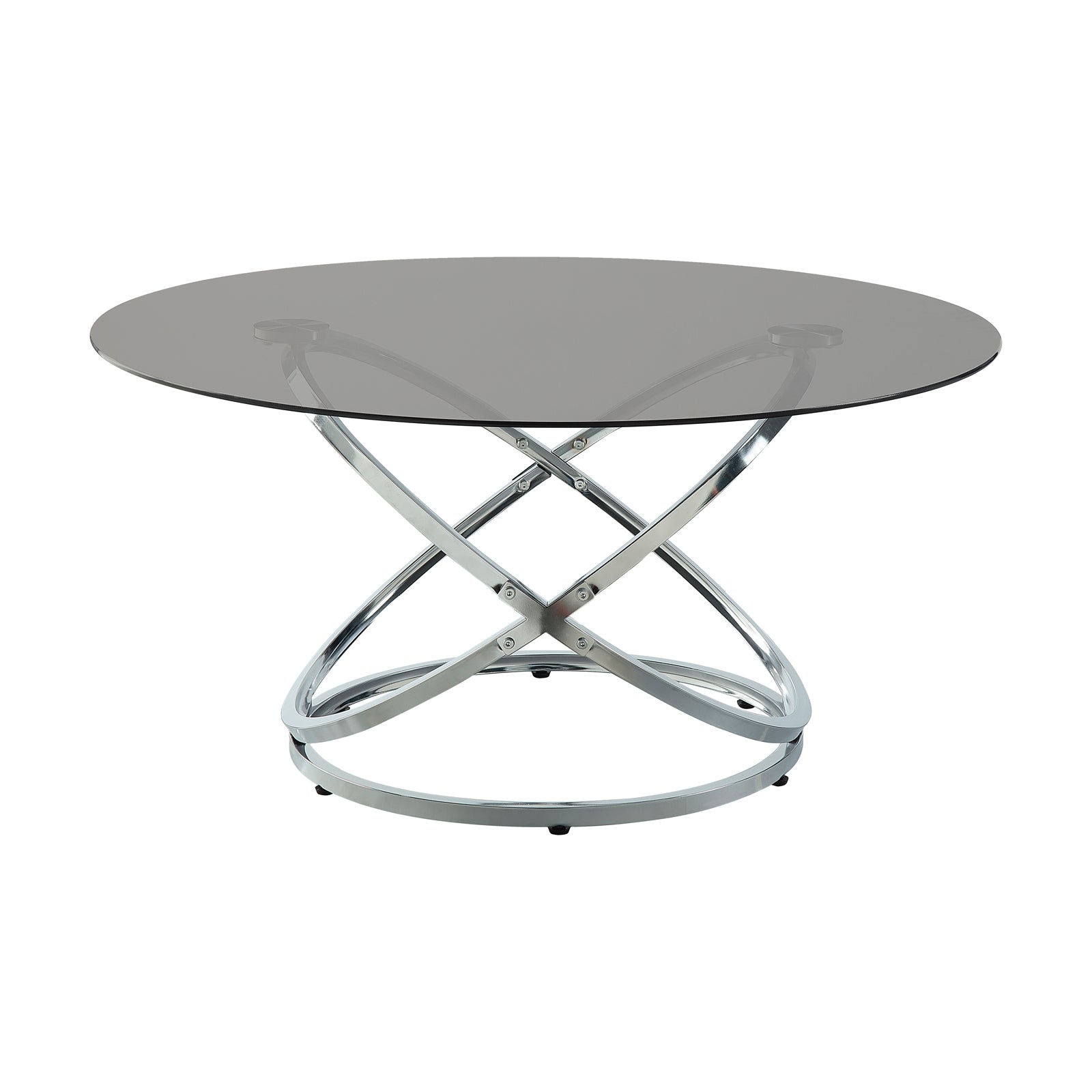 3707-01 Round Coffee Table with Glass Top & Chrome Base