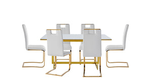 7451WTS Side Chair, White & Gold