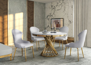 7452WTS Side Chair, White & Gold