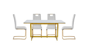 7451WTS Side Chair, White & Gold