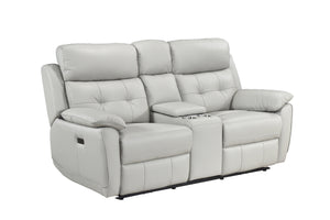 99032PSVE-2C Power Reclining Console Loveseat, Silver