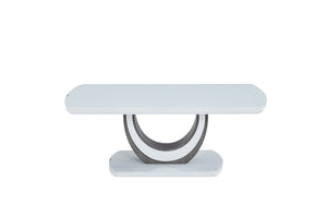 5922-30CT Coffee Table, White Glass & U-Shaped Pedestal Base