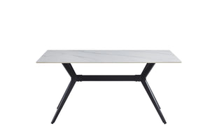 5916-63DT Dining Table with Sintered Stone Top & Black Metal Legs