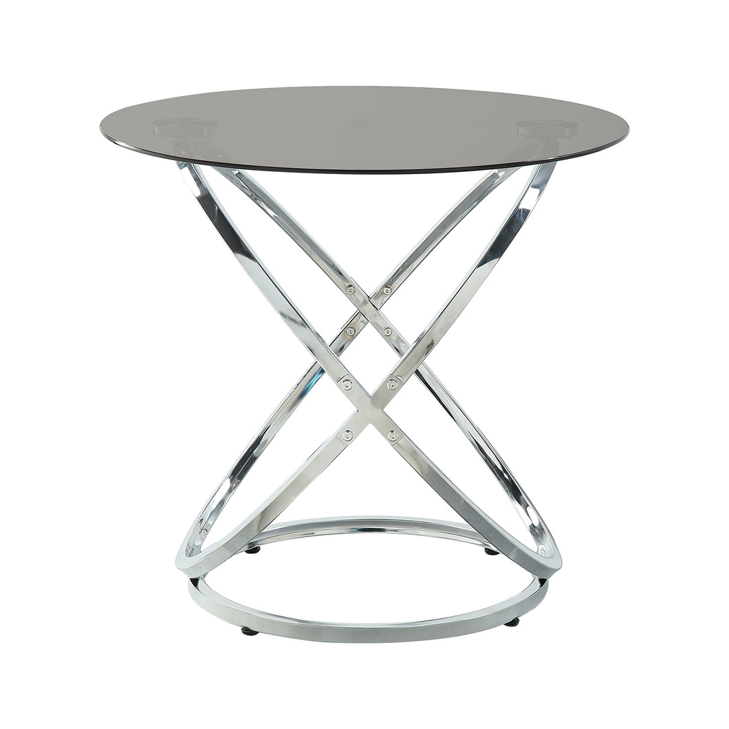 3707-04 Round End Table with Glass Top & Chrome Base