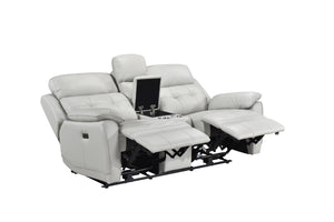 99032PSVE-2C Power Reclining Console Loveseat, Silver