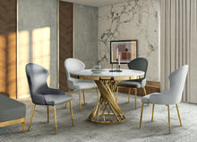 7452-48DT Round Dining Table with Marble Top & Gold Metal Base