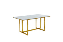 7451-63DT Dining Table with Marble Top & Gold Metal Base