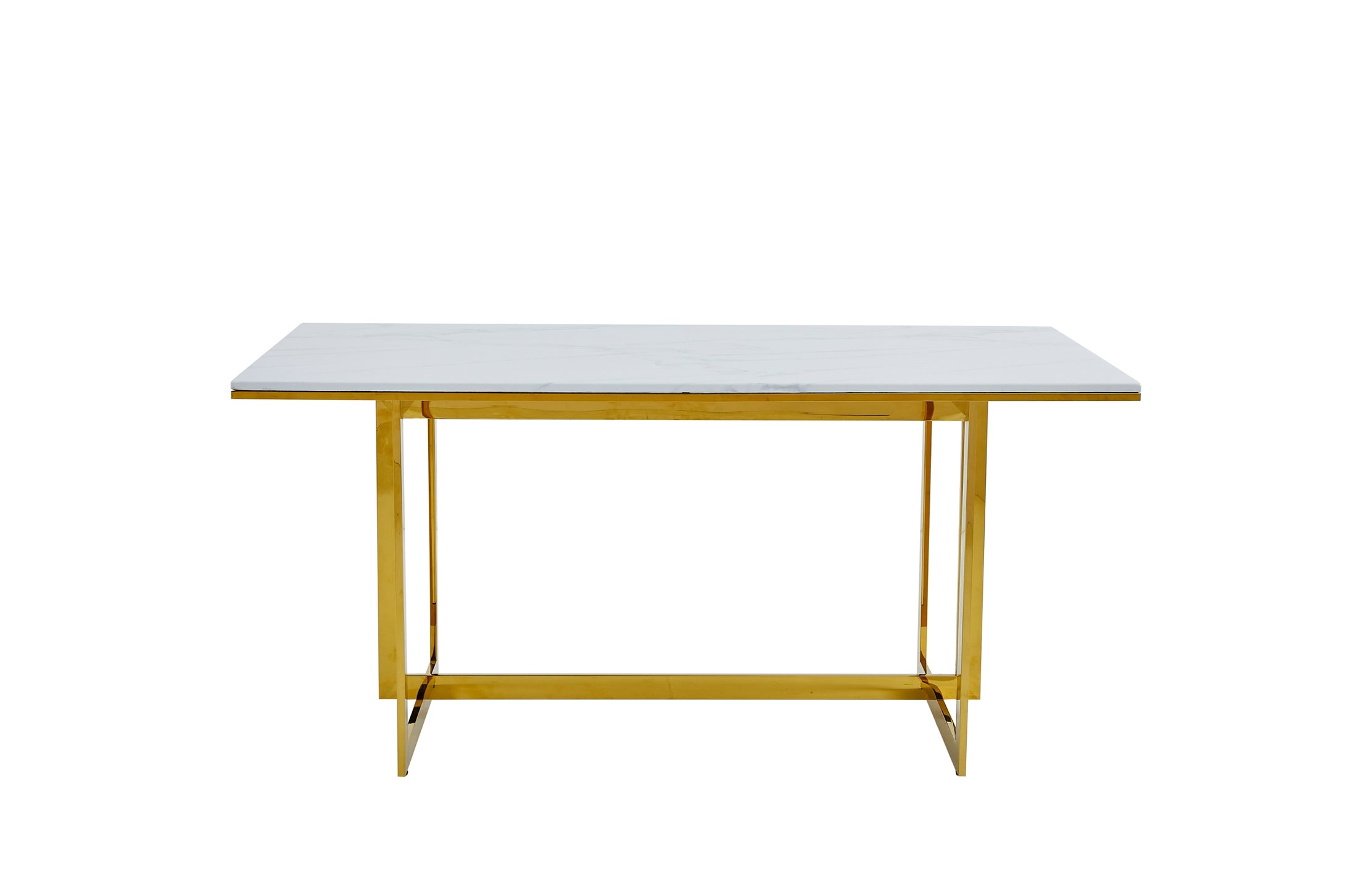 7451-63DT Dining Table with Marble Top & Gold Metal Base