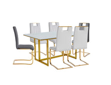 7451-63DT Dining Table with Marble Top & Gold Metal Base