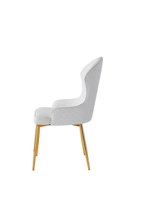 7452WTS Side Chair, White & Gold