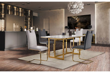 7451-63DT Dining Table with Marble Top & Gold Metal Base