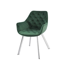 1322C-GR Arm Chair, Green Velvet with Chrome Legs