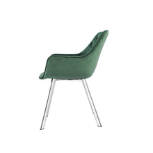 1322C-GR Arm Chair, Green Velvet with Chrome Legs