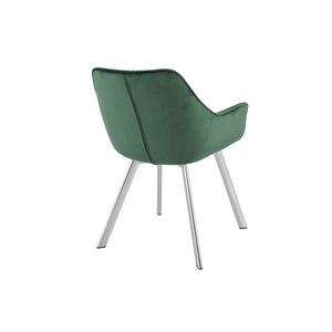 1322C-GR Arm Chair, Green Velvet with Chrome Legs