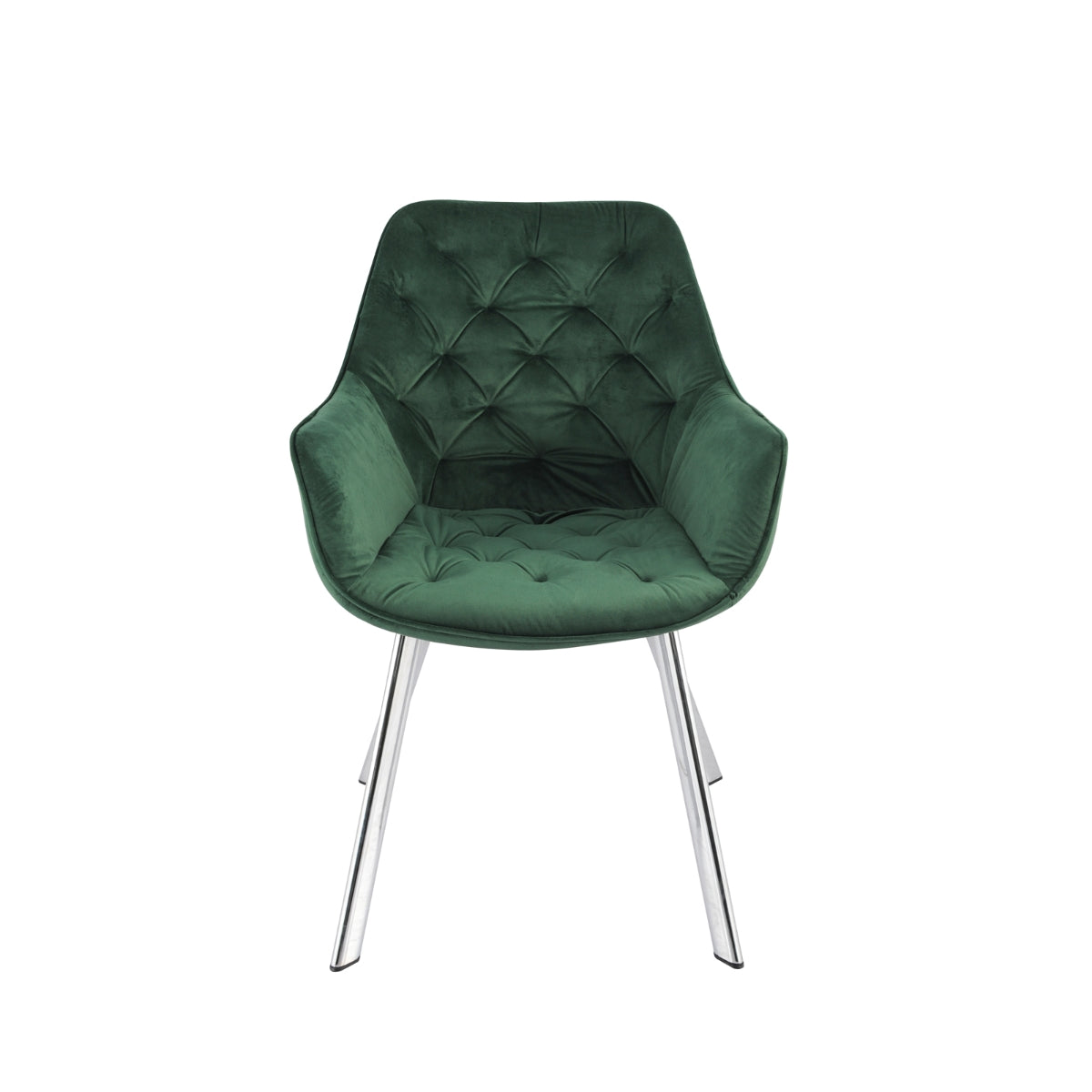 1322C-GR Arm Chair, Green Velvet with Chrome Legs