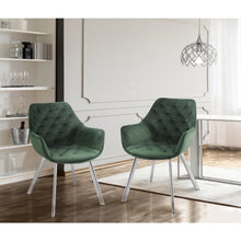 1322C-GR Arm Chair, Green Velvet with Chrome Legs