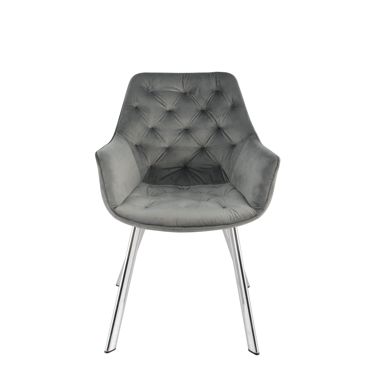 1322C-GY Arm Chair, Grey Velvet with Chrome Legs