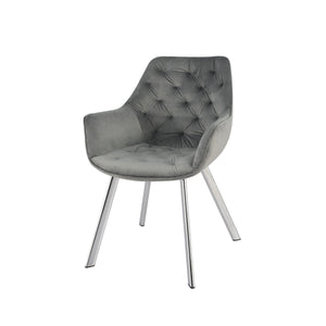 1322C-GY Arm Chair, Grey Velvet with Chrome Legs