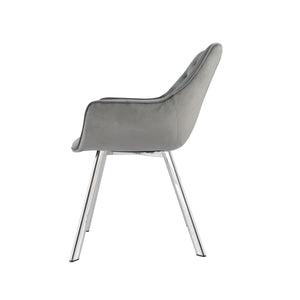 1322C-GY Arm Chair, Grey Velvet with Chrome Legs