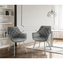 1322C-GY Arm Chair, Grey Velvet with Chrome Legs