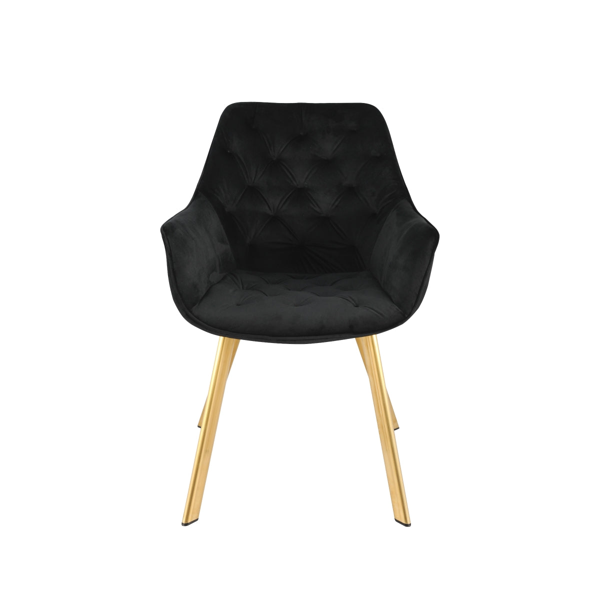 1322G-BK Arm Chair, Black Velvet with Gold Legs