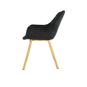 1322G-BK Arm Chair, Black Velvet with Gold Legs