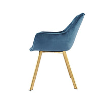 1322G-BU Arm Chair, Blue Velvet with Gold Legs