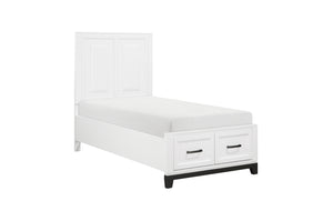 1450WHT-1* Twin Platform Bed with Footboard Storage