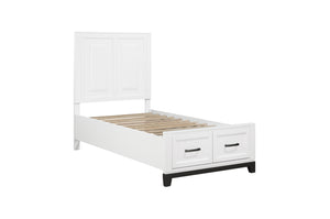 1450WHT-1* Twin Platform Bed with Footboard Storage