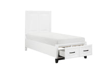 1450WHT-1* Twin Platform Bed with Footboard Storage