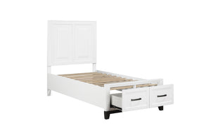 1450WHT-1* Twin Platform Bed with Footboard Storage