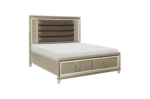 1515K-1EK* Eastern King Platform Bed with LED Lighting and Storage Footboard