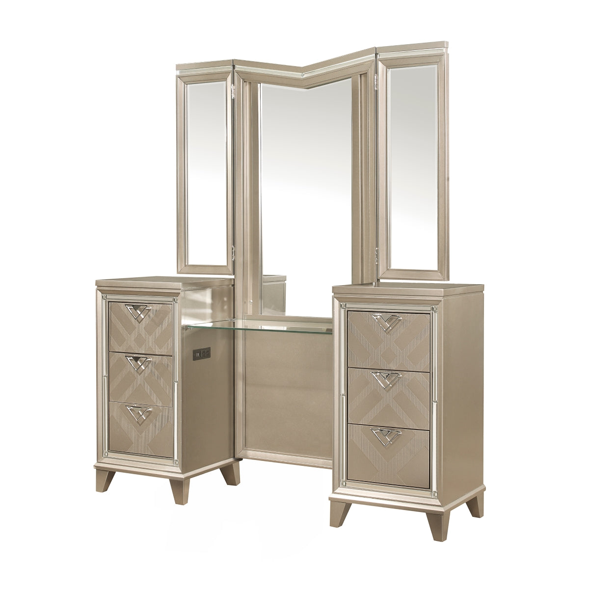 1522-15WF* Vanity Dresser with Mirror and LED Lighting