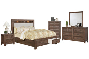 1700Q Queen Storage Bed with Upholstered Headboard & LED Lights