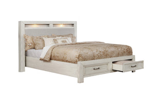 1700WQ Queen Storage Bed with Upholstered Headboard & LED Lights