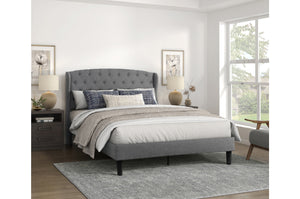 1895-1 Queen Upholstered Bed in a Box, Light Grey