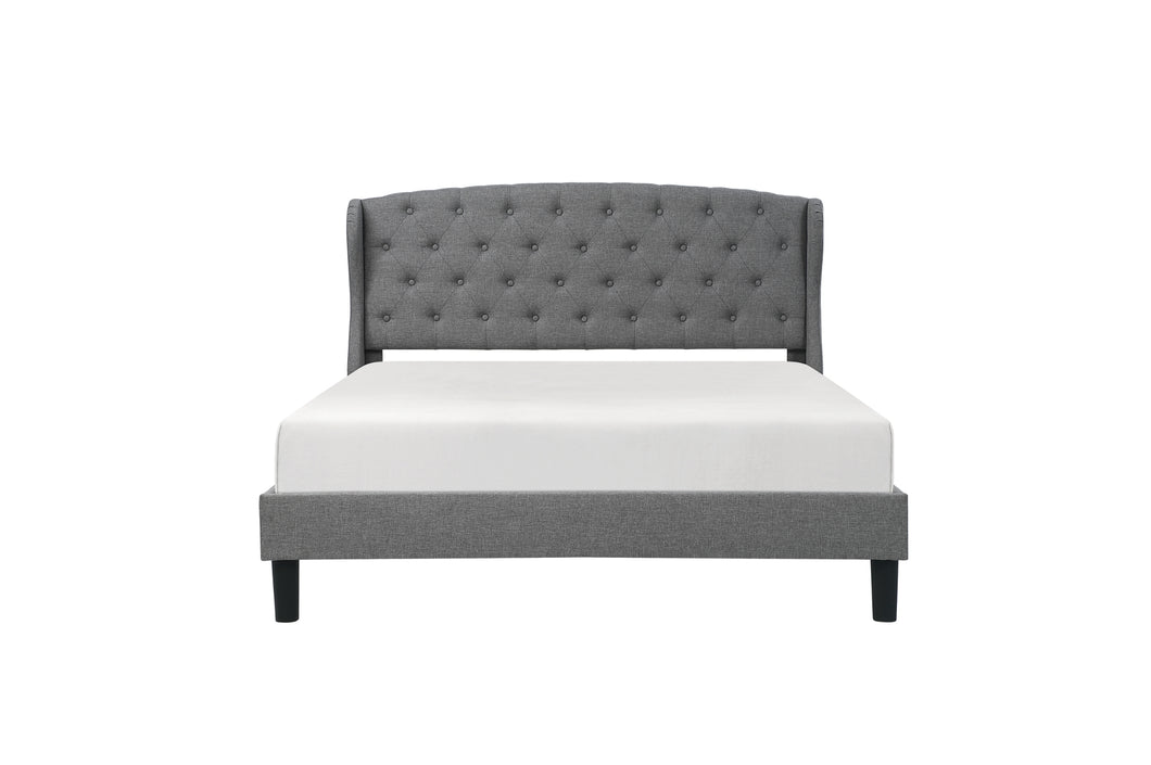 1895-1 Queen Upholstered Bed in a Box, Light Grey