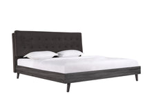 1962DGK King Bed with Upholstered Headboard, Dark Grey