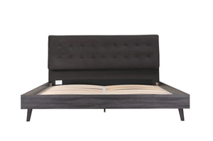 1962DGK King Bed with Upholstered Headboard, Dark Grey