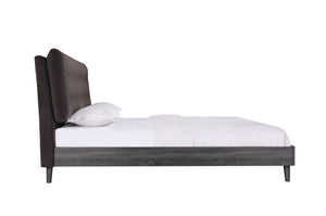 1962DGK King Bed with Upholstered Headboard, Dark Grey