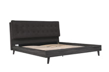 1962DGK King Bed with Upholstered Headboard, Dark Grey