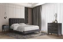 1962DGK King Bed with Upholstered Headboard, Dark Grey