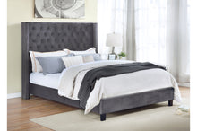 1992GYK King Upholstered Platform Bed, Grey