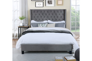 1992GYK King Upholstered Platform Bed, Grey