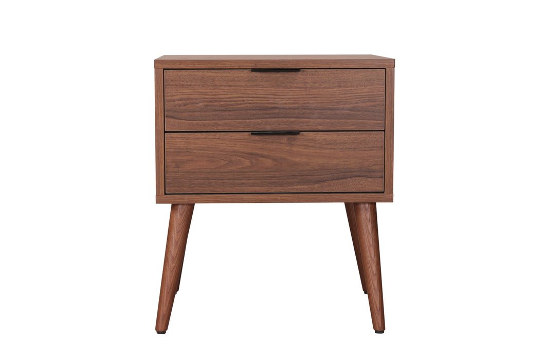 589WN-4 Nightstand with Two Drawers, Walnut Finish